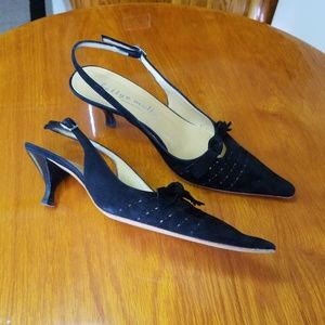 Bettye Muller Slingback 2" Pumps Black Suede 6.5